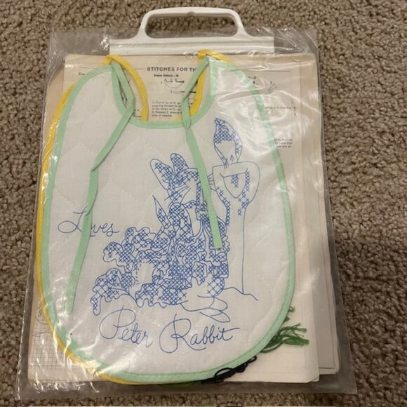 Vintage Beatrix Potter Cross Stitch Idea Kit Peter Rabb Bibs Columbia Minerva - Picture 5 of 6